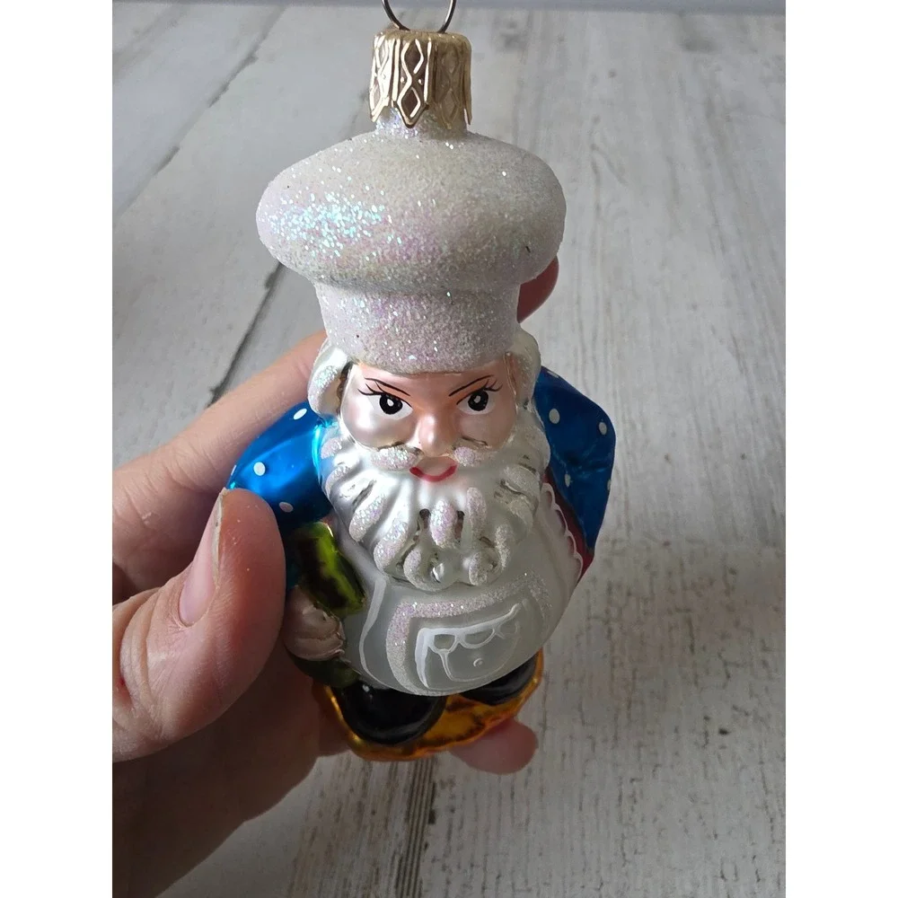 Glitter baking Santa Baker cook‎ ornament glass Xmas tree